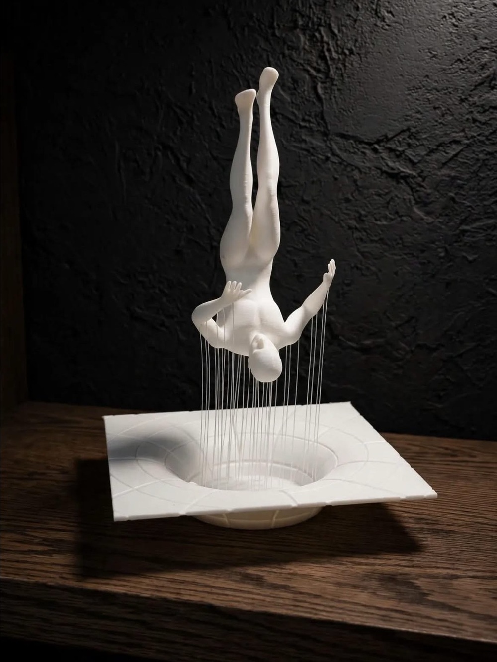 Minimalist White Floating Diver Sculpture by